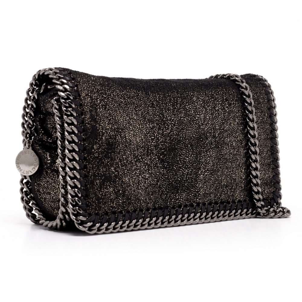 STELLA MCCARTNEY Falabella Chamois Shiny Dotted Crossbody Bag Chain Metallic